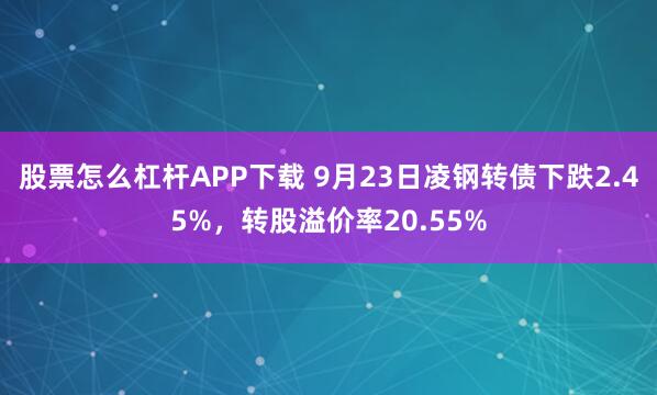 股票怎么杠杆APP下载 9月23日凌钢转债下跌2.45%，转股溢价率20.55%