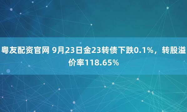 粤友配资官网 9月23日金23转债下跌0.1%，转股溢价率118.65%